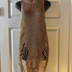 hand crocheted gold dress